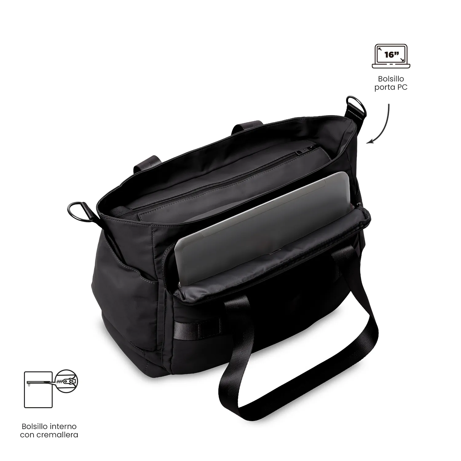 BOLSO TOTTO DUFFEL BAG MAXI TOTE - NEGRO - Imagen 5