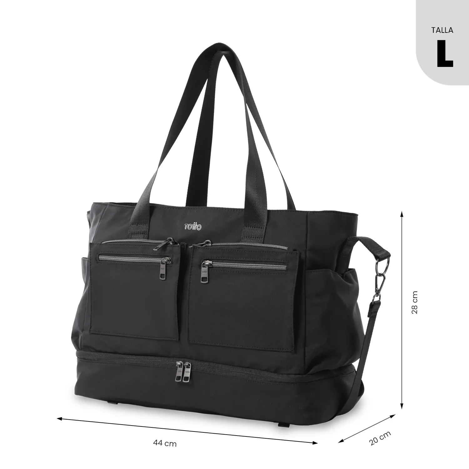 BOLSO TOTTO DUFFEL BAG MAXI TOTE - NEGRO - Imagen 3