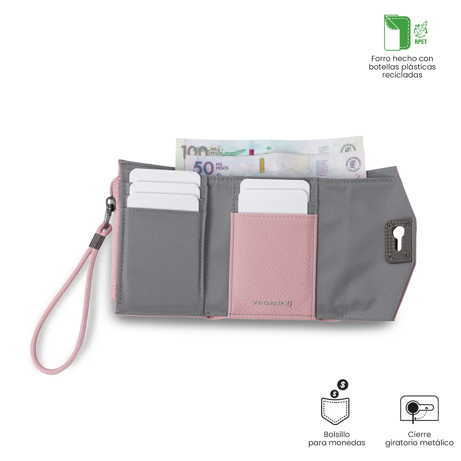 BILLETERA TOTTO SMOOTH PEQUEÑA - ROSADO - Imagen 4