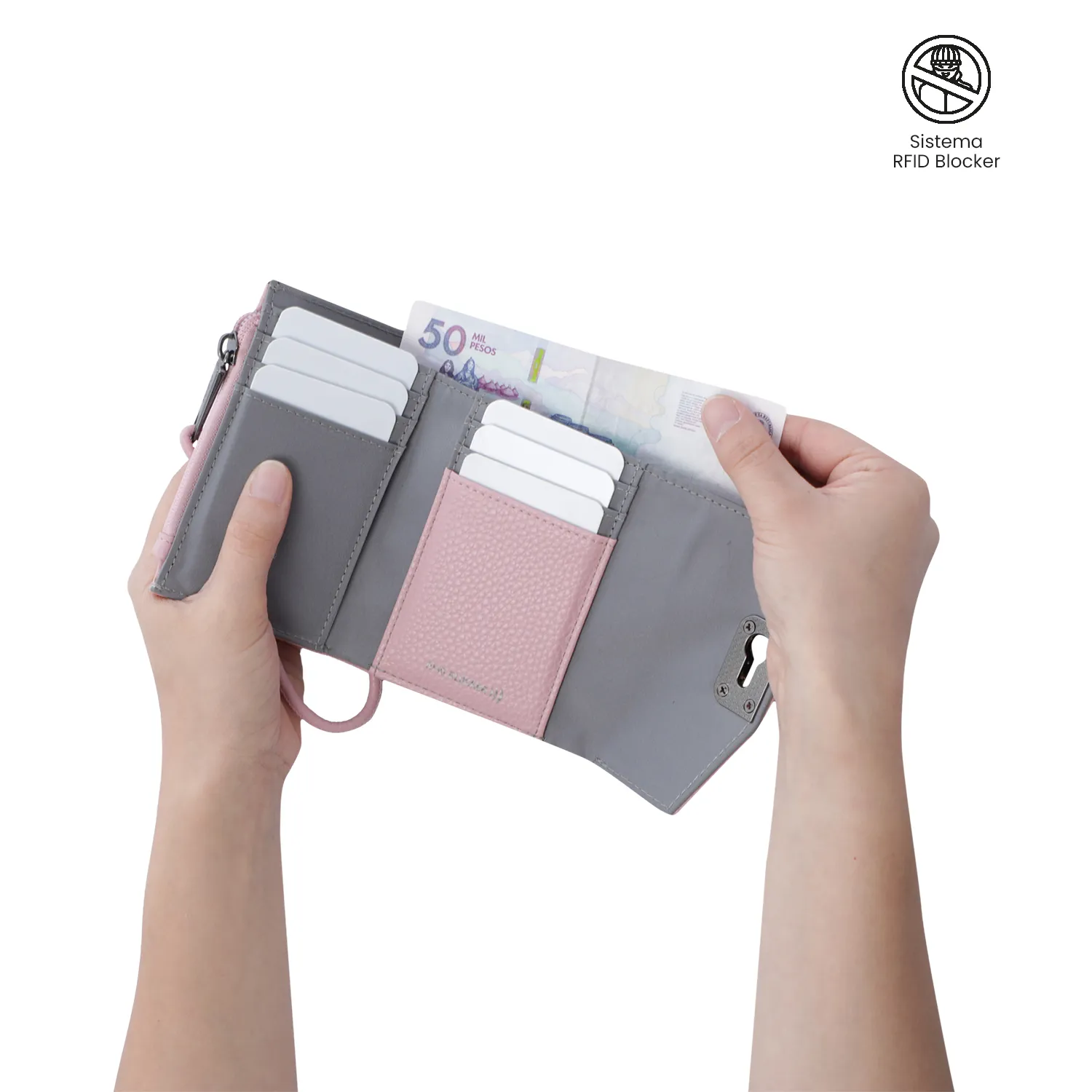 BILLETERA TOTTO SMOOTH PEQUEÑA - ROSADO - Imagen 3