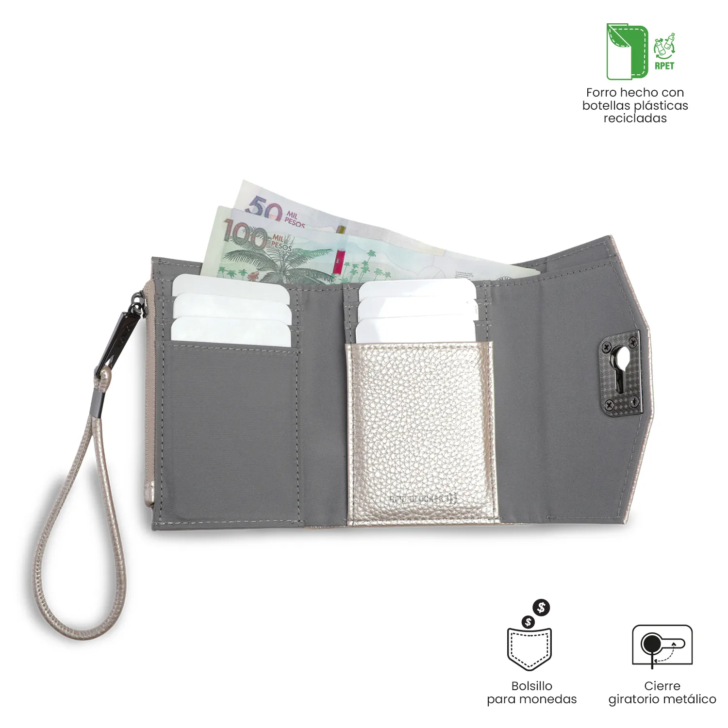 BILLETERA TOTTO SMOOTH PEQUEÑA - BEIGE - Imagen 4