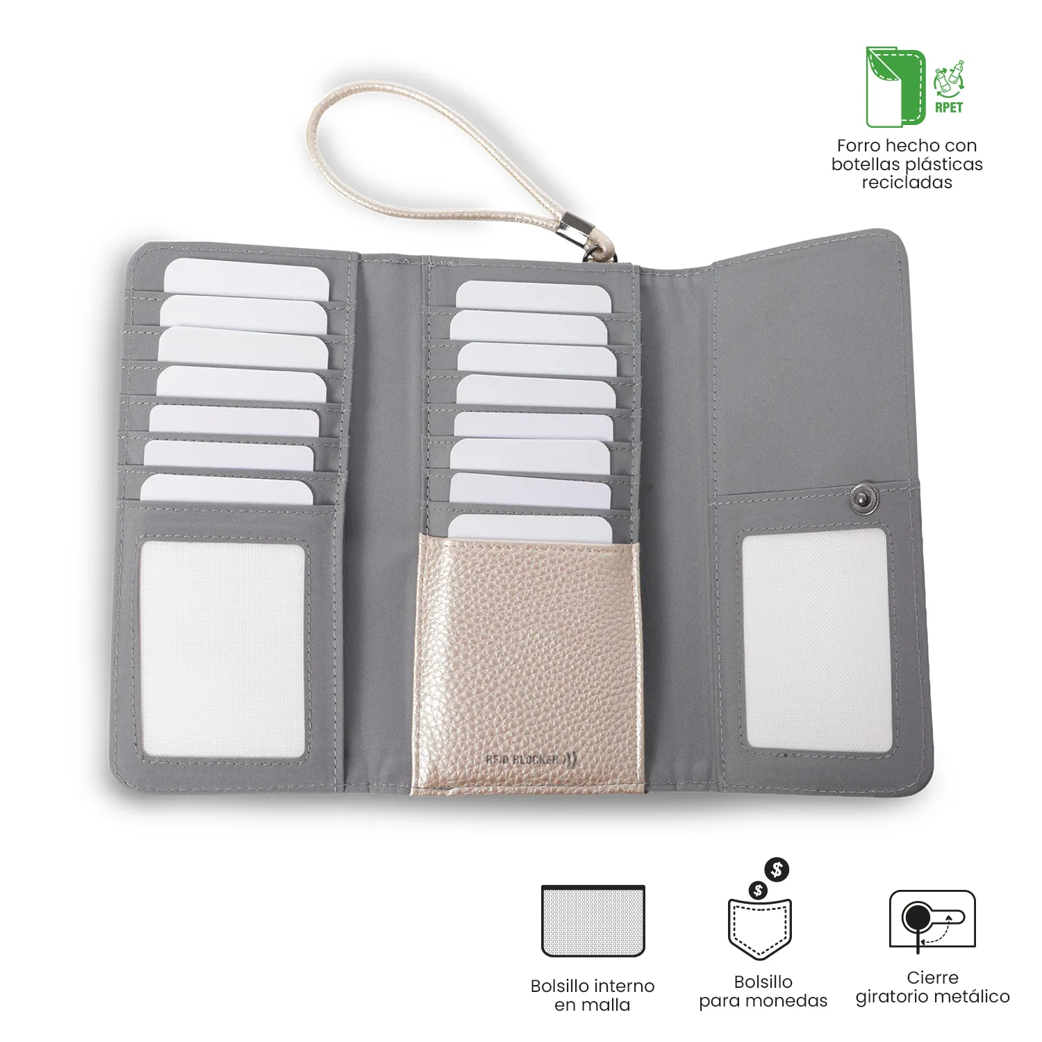 BILLETERA TOTTO SMOOTH GRANDE - BEIGE - Imagen 4