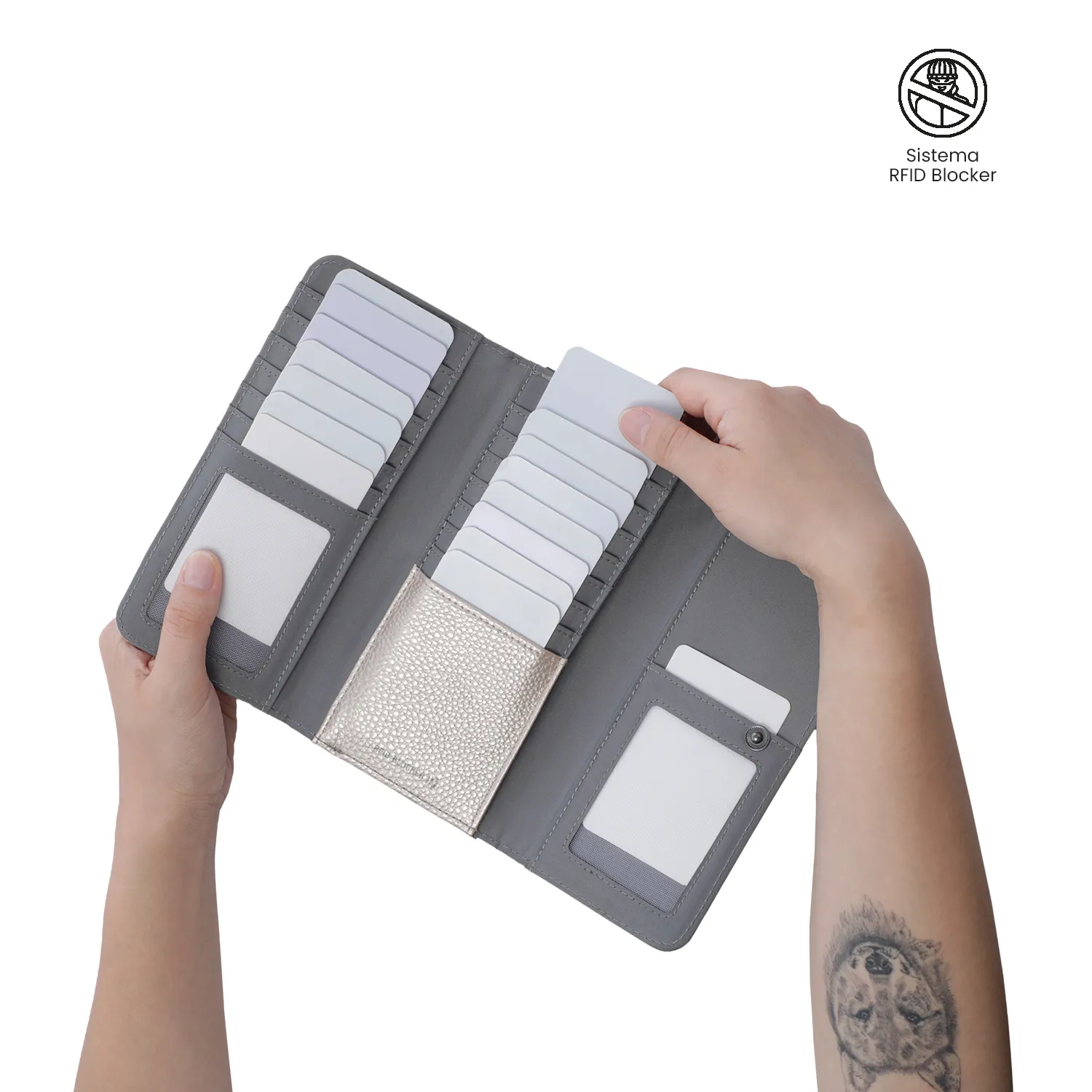 BILLETERA TOTTO SMOOTH GRANDE - BEIGE - Imagen 3