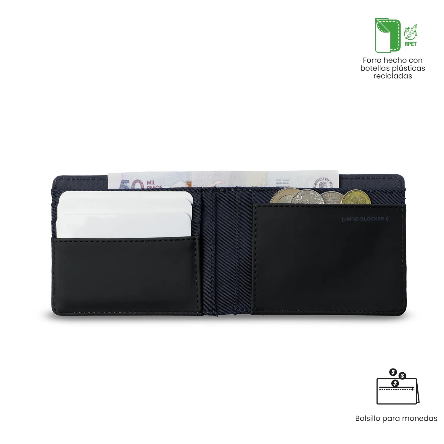 BILLETERA TOTTO NEXUS PEQUEÑA RFID BLOCKER - AZUL - Imagen 4