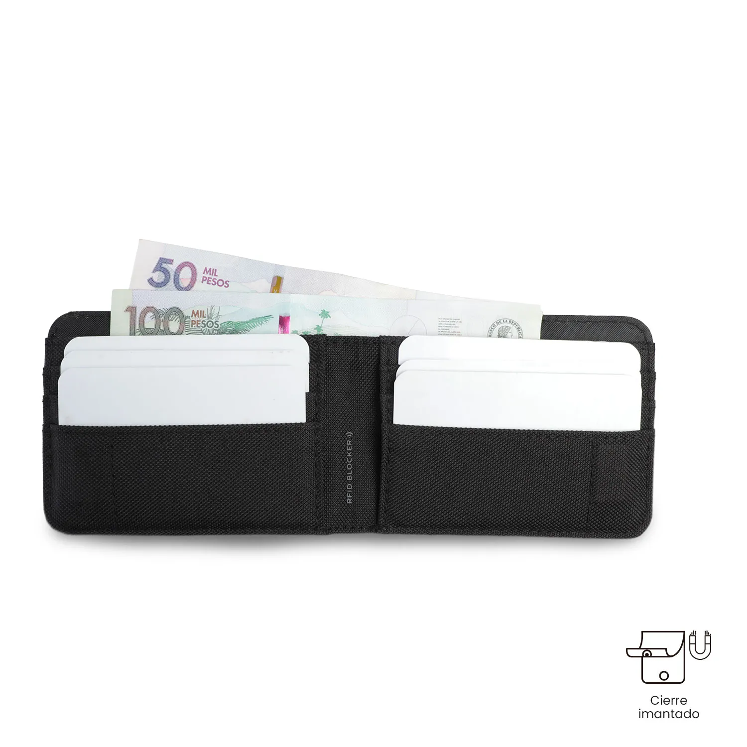 BILLETERA TOTTO WOOD PEQUEÑA RFID BLOCKER - NEGRO - Imagen 4