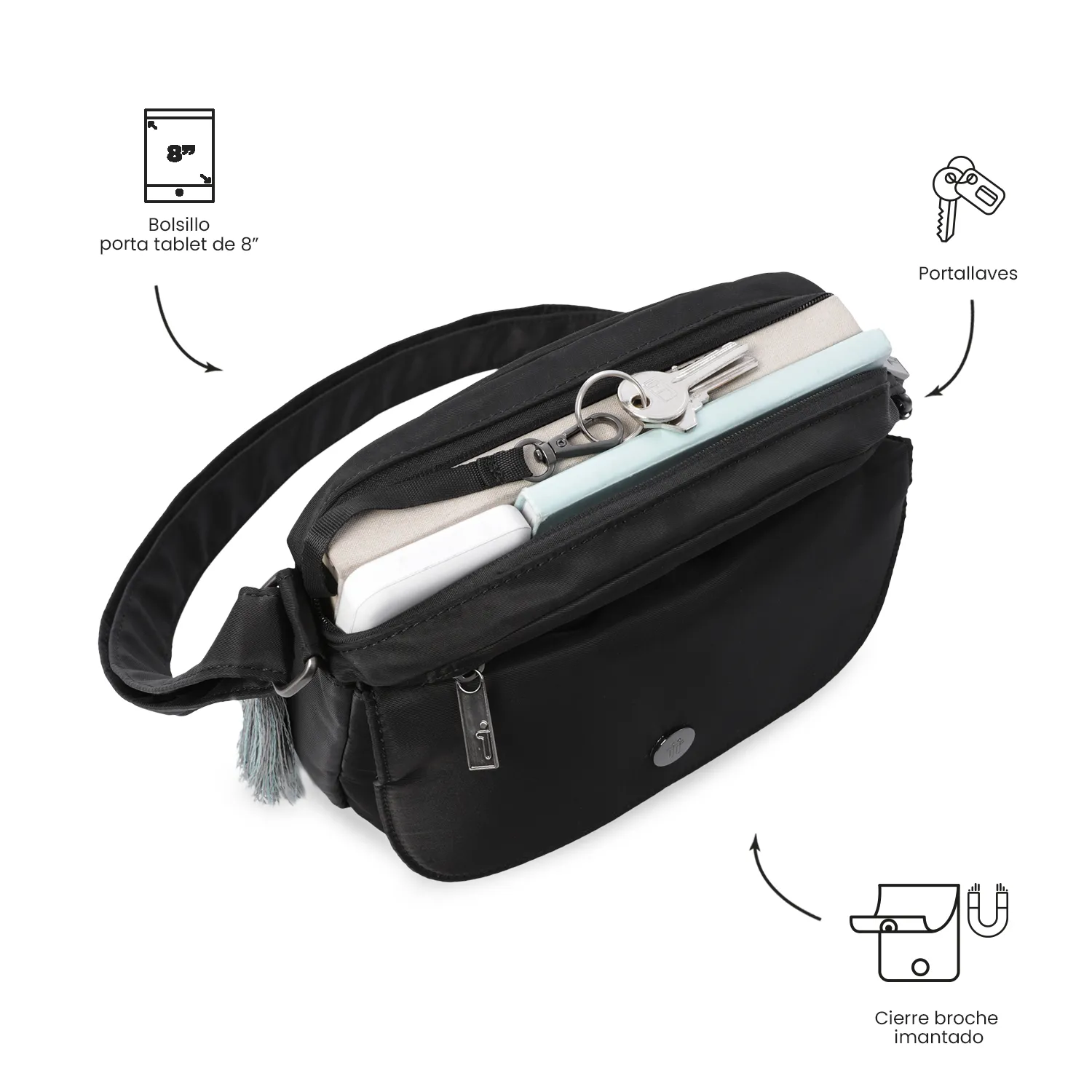 BOLSO TOTTO CORNEANA CROSSBODY - NEGRO - Imagen 5