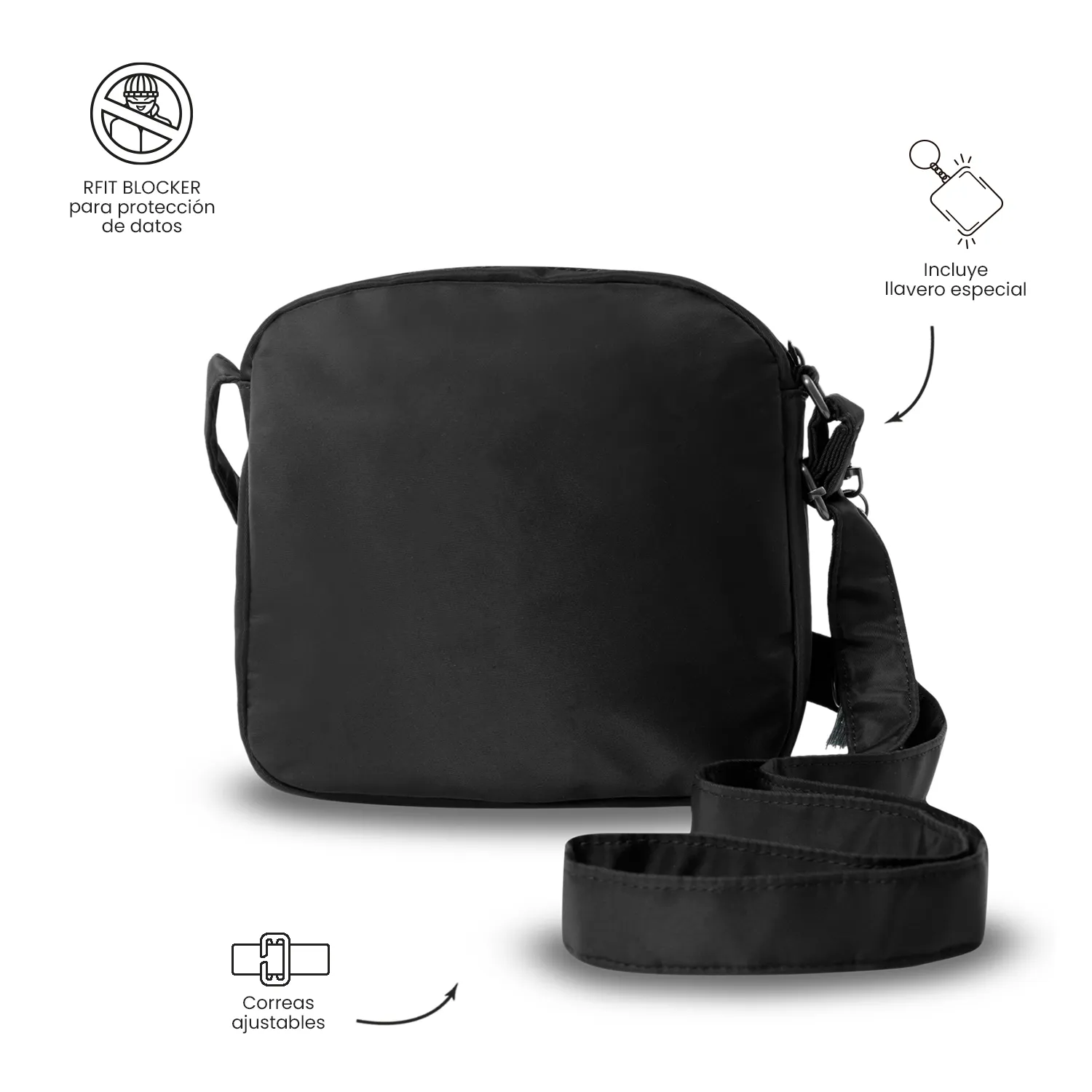 BOLSO TOTTO CORNEANA CROSSBODY - NEGRO - Imagen 4