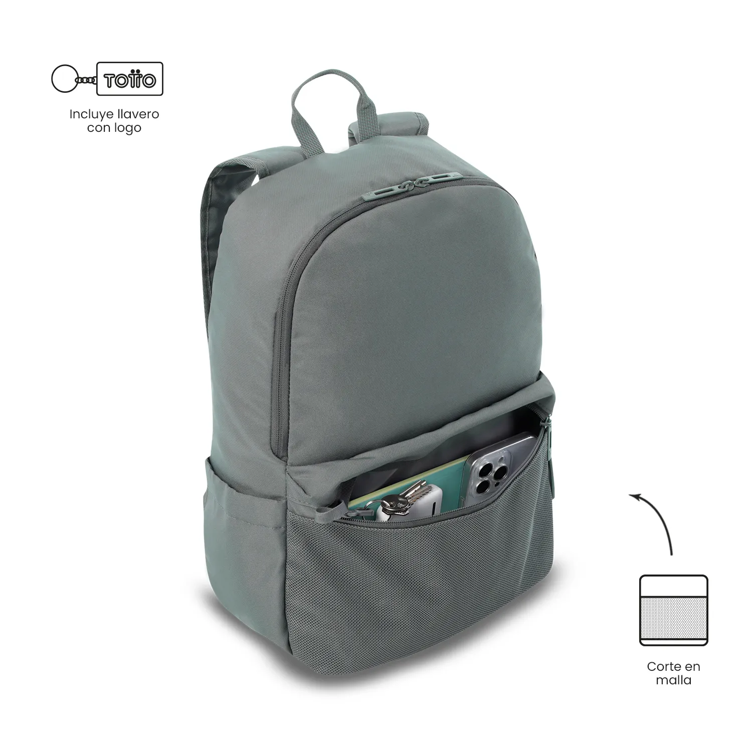 MORRAL TOTTO DRAGONAR NILO PORTA PC 13" - TALLA M - GRIS - Imagen 6