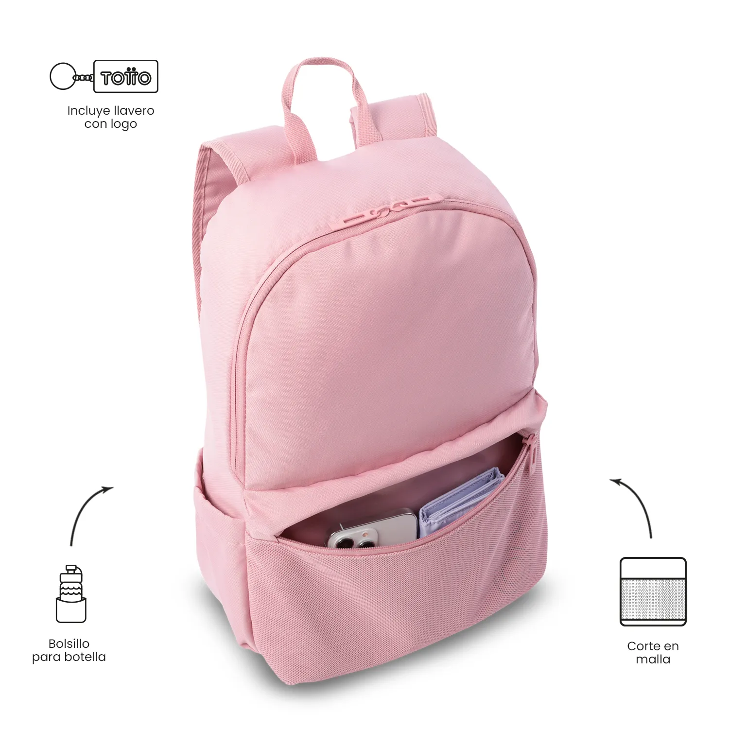 MORRAL TOTTO DRAGONAR NILO PORTA PC 13" - TALLA M - ROSADO - Imagen 6