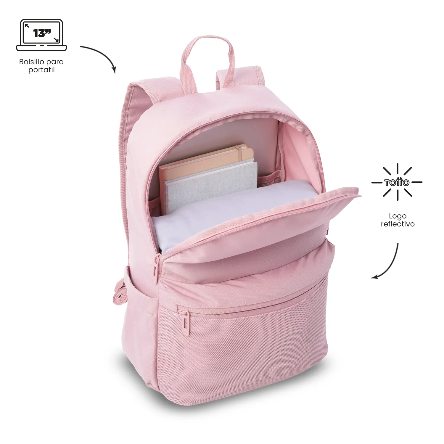 MORRAL TOTTO DRAGONAR NILO PORTA PC 13" - TALLA M - ROSADO - Imagen 5