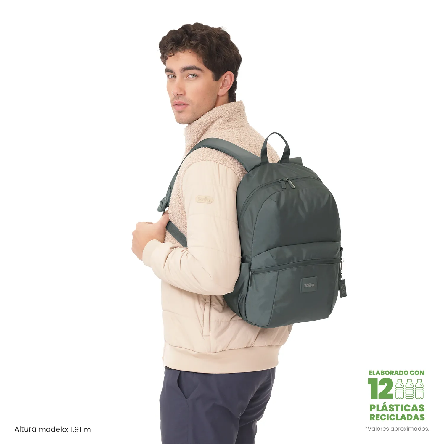 MORRAL TOTTO TRIK 2.0 PORTA PC 14" - TALLA M - VERDE - Imagen 3