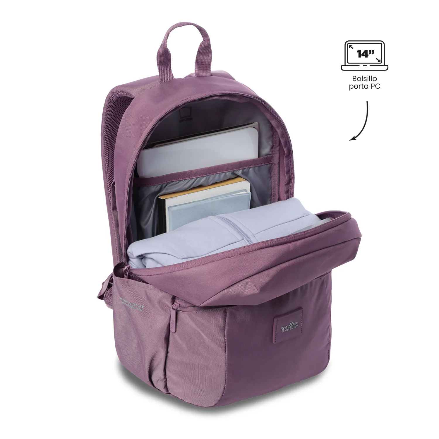 MORRAL TOTTO TRIK 2.0 PORTA PC 14" - TALLA M - MORADO - Imagen 5