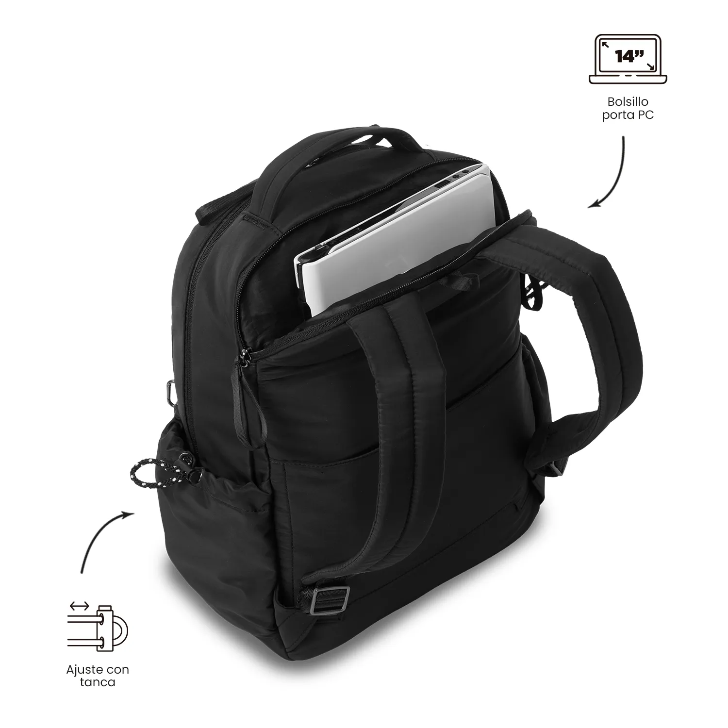 MORRAL TOTTO PRAGA PORTA PC 14" - NEGRO - Imagen 5