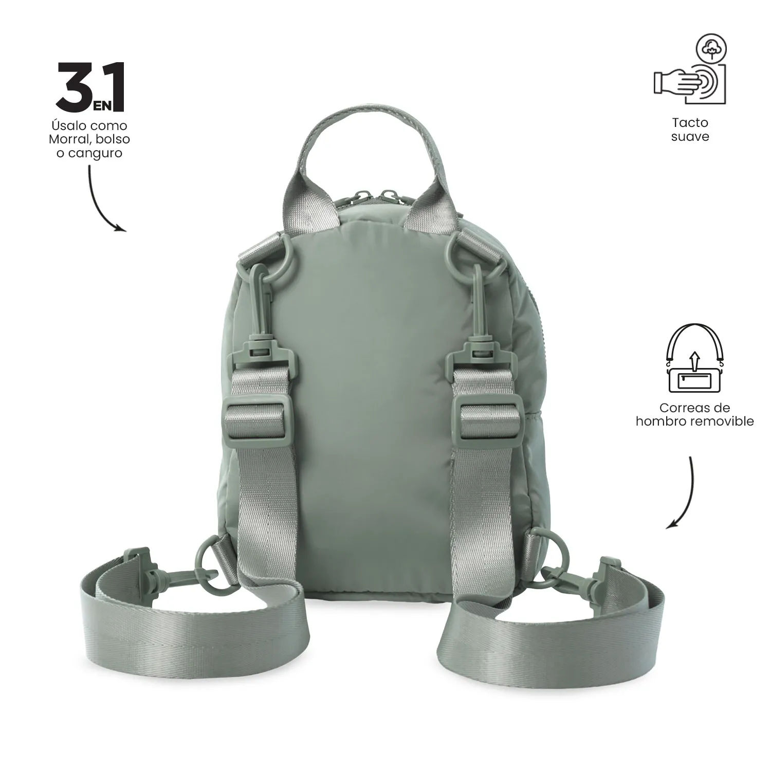 BOLSO MORRAL TOTTO YUEN 2.0 3 EN 1 - VERDE - Imagen 4
