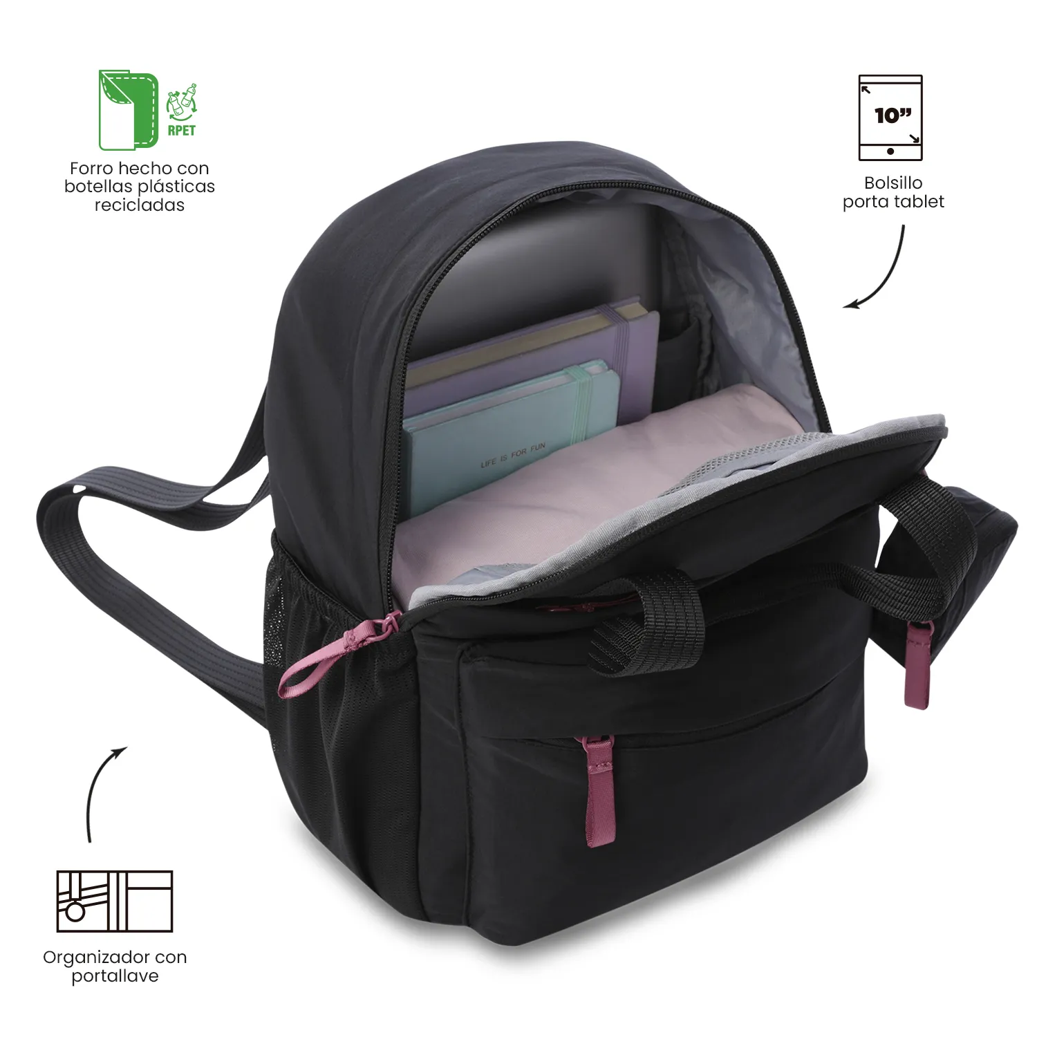 BOLSO MORRAL TOTTO SUZUKA PORTA TABLET 10" - NEGRO - Imagen 5
