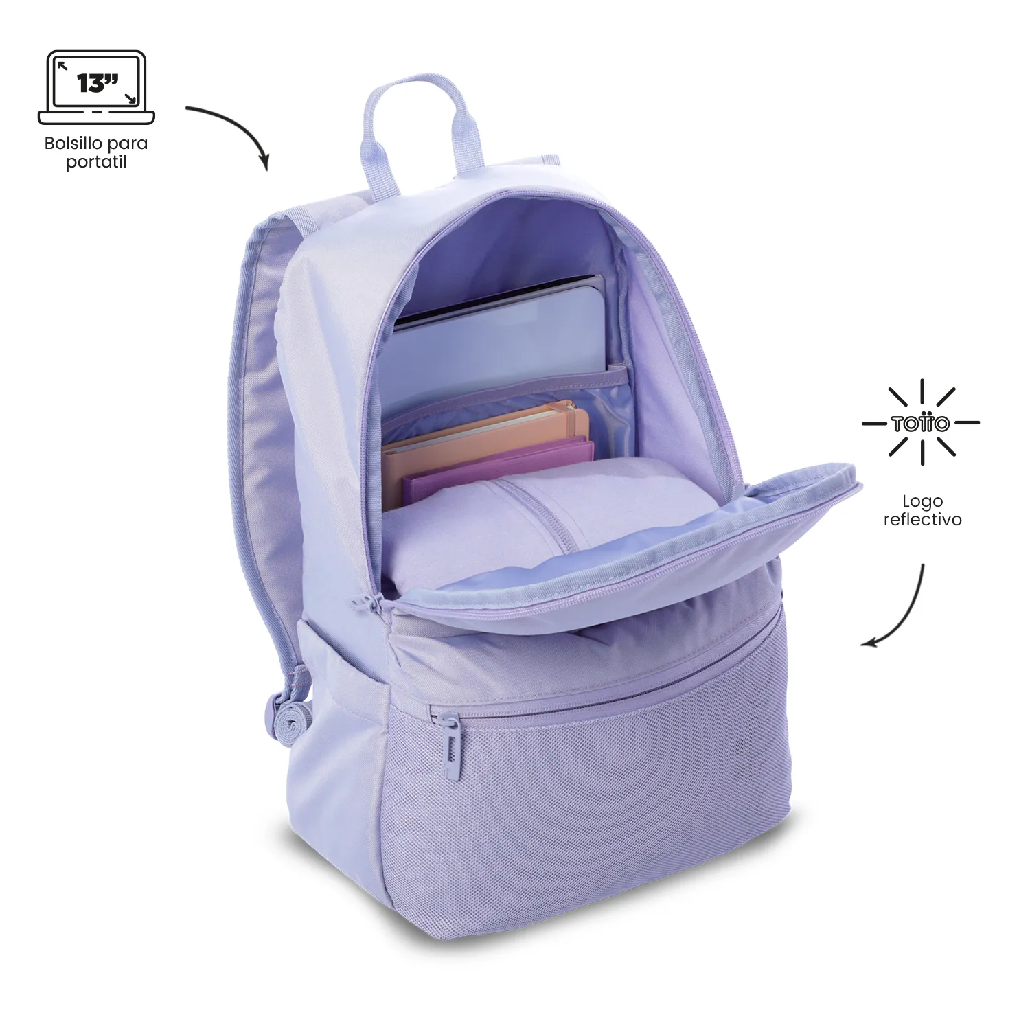 MORRAL TOTTO DRAGONAR NILO PORTA PC 13" - TALLA M - LILA - Imagen 4