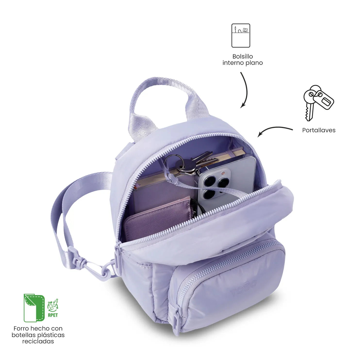 BOLSO MORRAL TOTTO YUEN 2.0 3 EN 1 - LILA - Imagen 4
