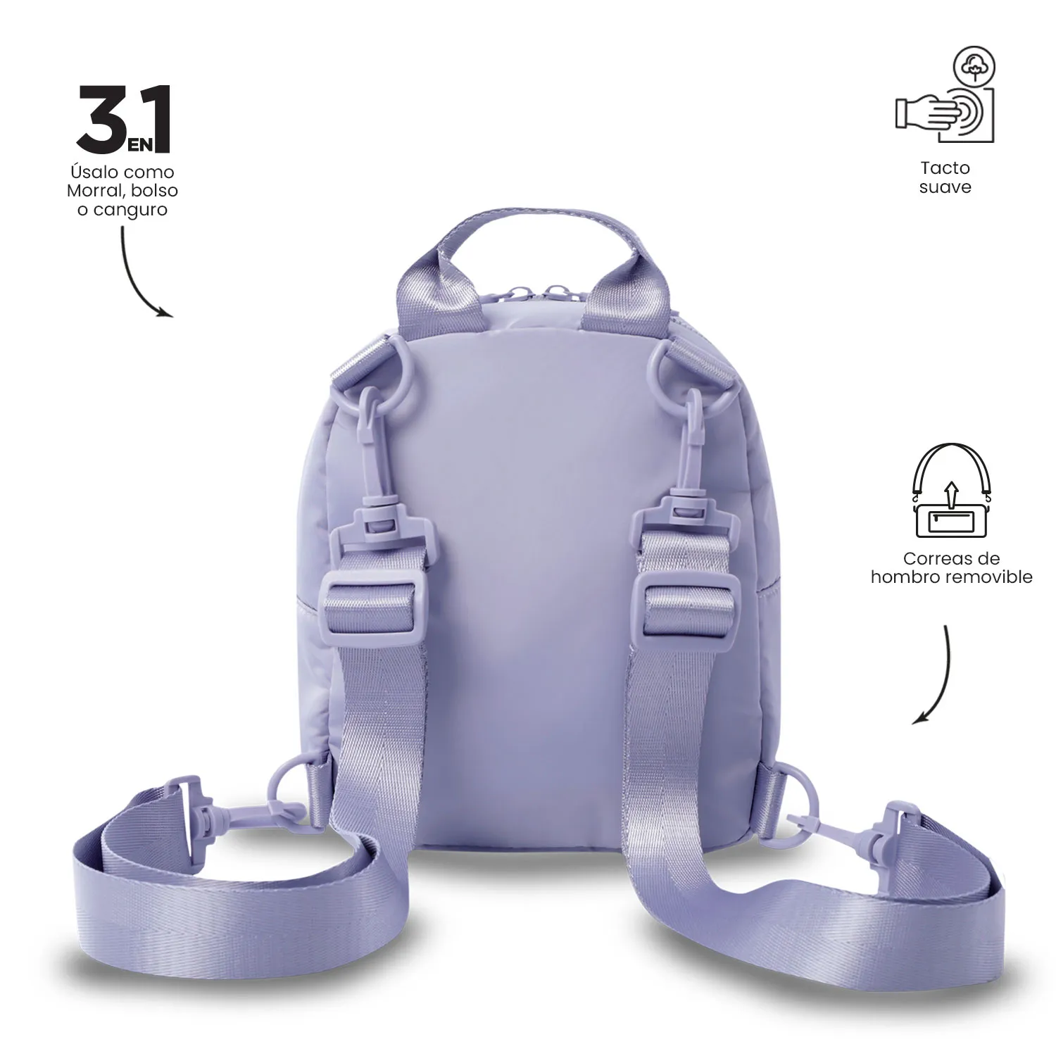 BOLSO MORRAL TOTTO YUEN 2.0 3 EN 1 - LILA - Imagen 5