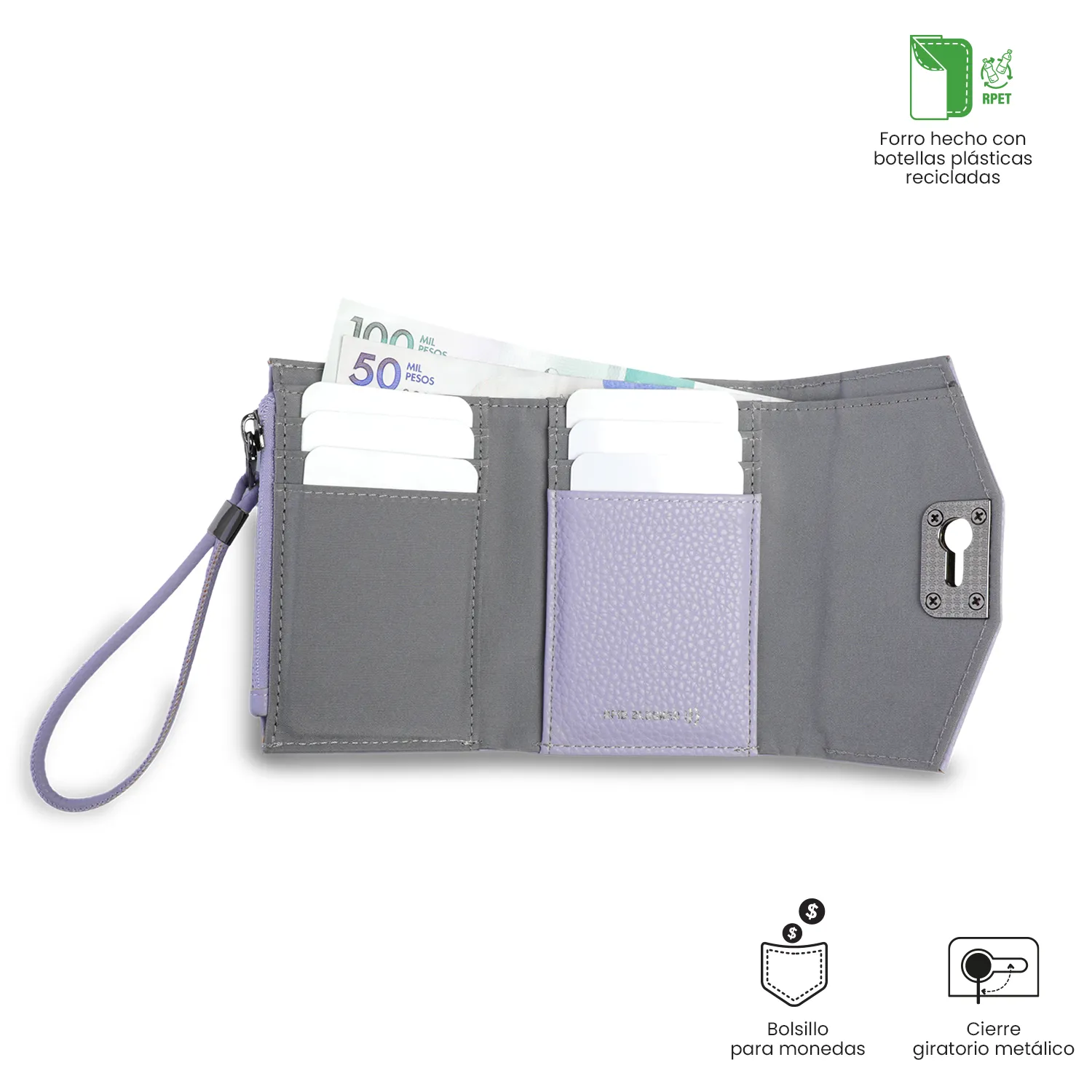 BILLETERA TOTTO SMOOTH PEQUEÑA - LILA - Imagen 4