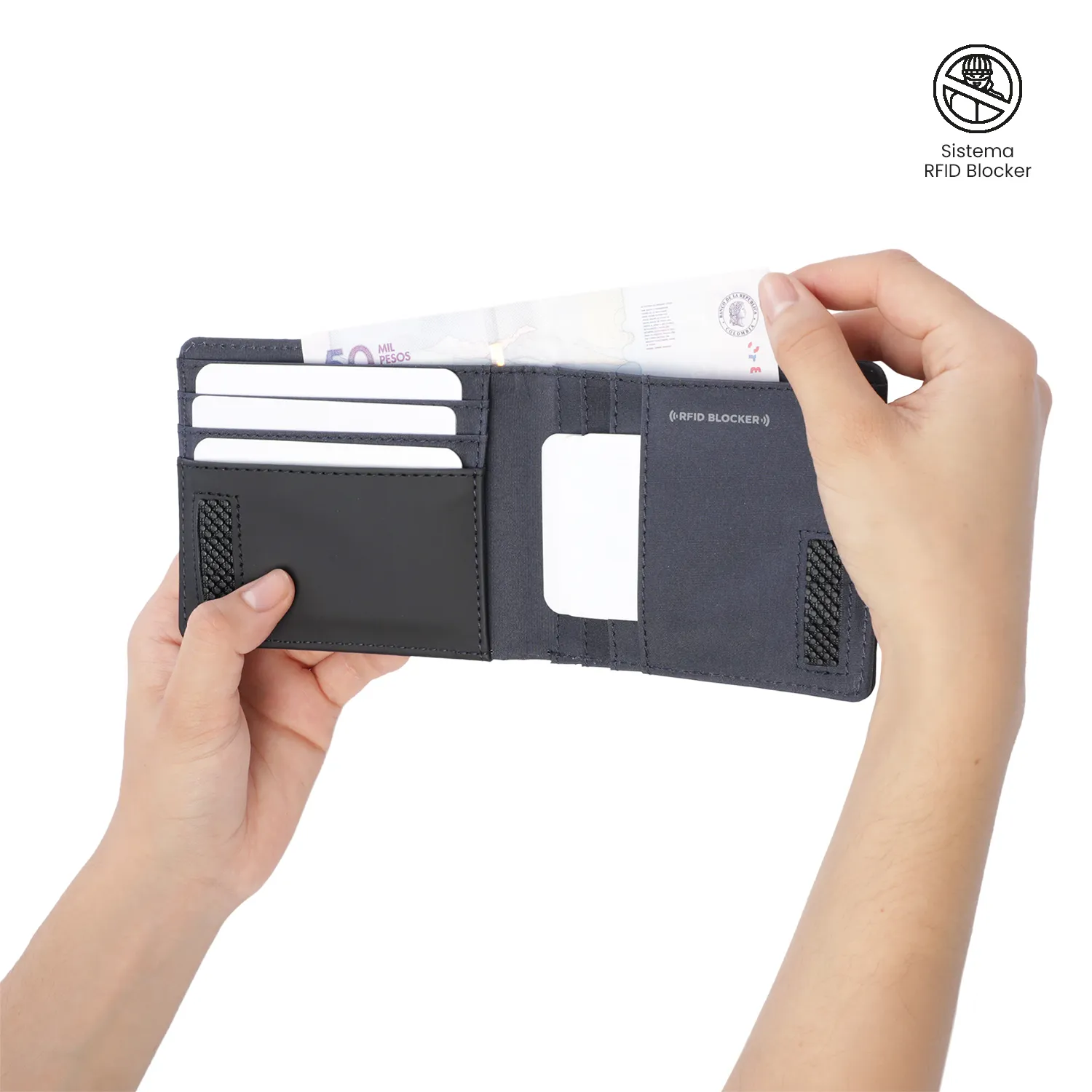BILLETERA TOTTO NEXUS MEDIANA RFID BLOCKER - AZUL - Imagen 3