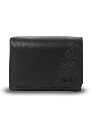 BILLETERA TOTTO SAFFIANO PEQUEÑA RFID BLOCKER - NEGRO
