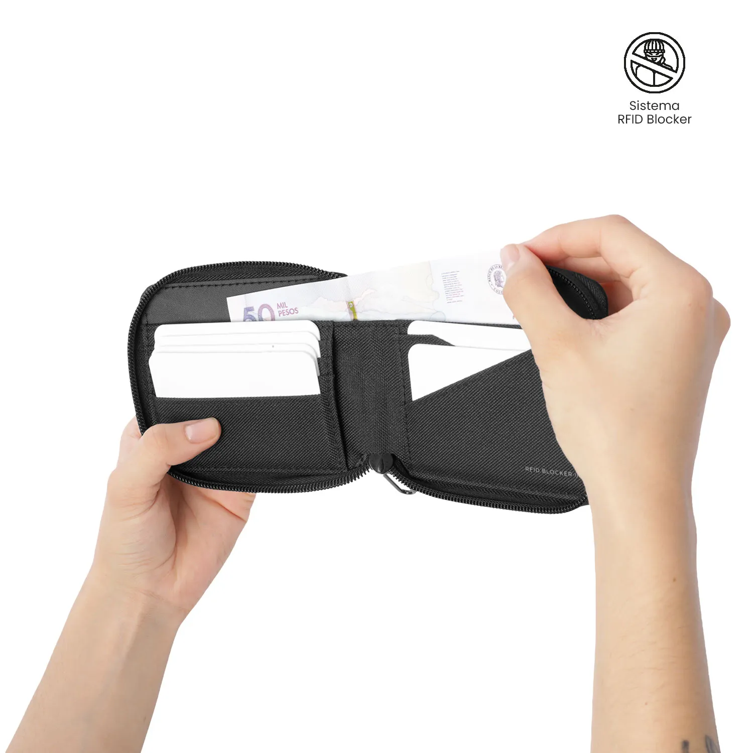 BILLETERA TOTTO WOOD RFID BLOCKER - NEGRO - Imagen 3