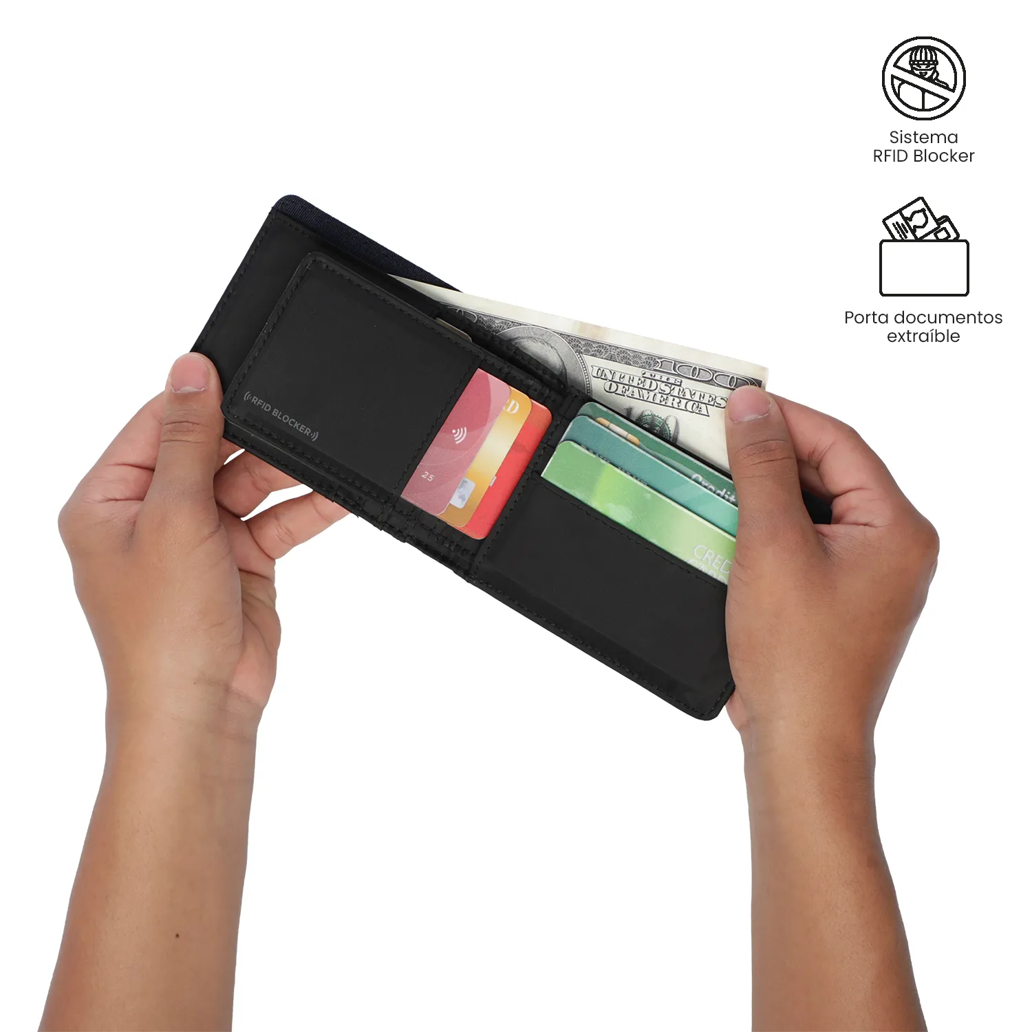 BILLETERA TOTTO GOBI RFID BLOCKER - AZUL - Imagen 3