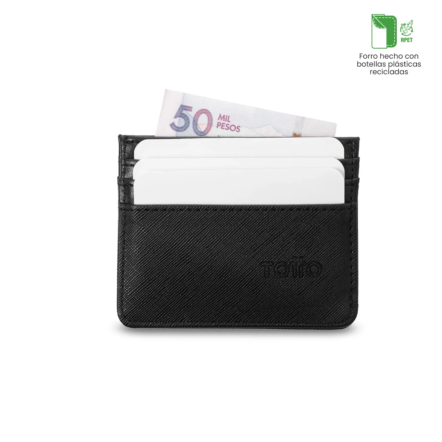 PORTADOCUMENTOS TOTTO SAFFIANO 2 RFID BLOCKER - NEGRO - Imagen 4