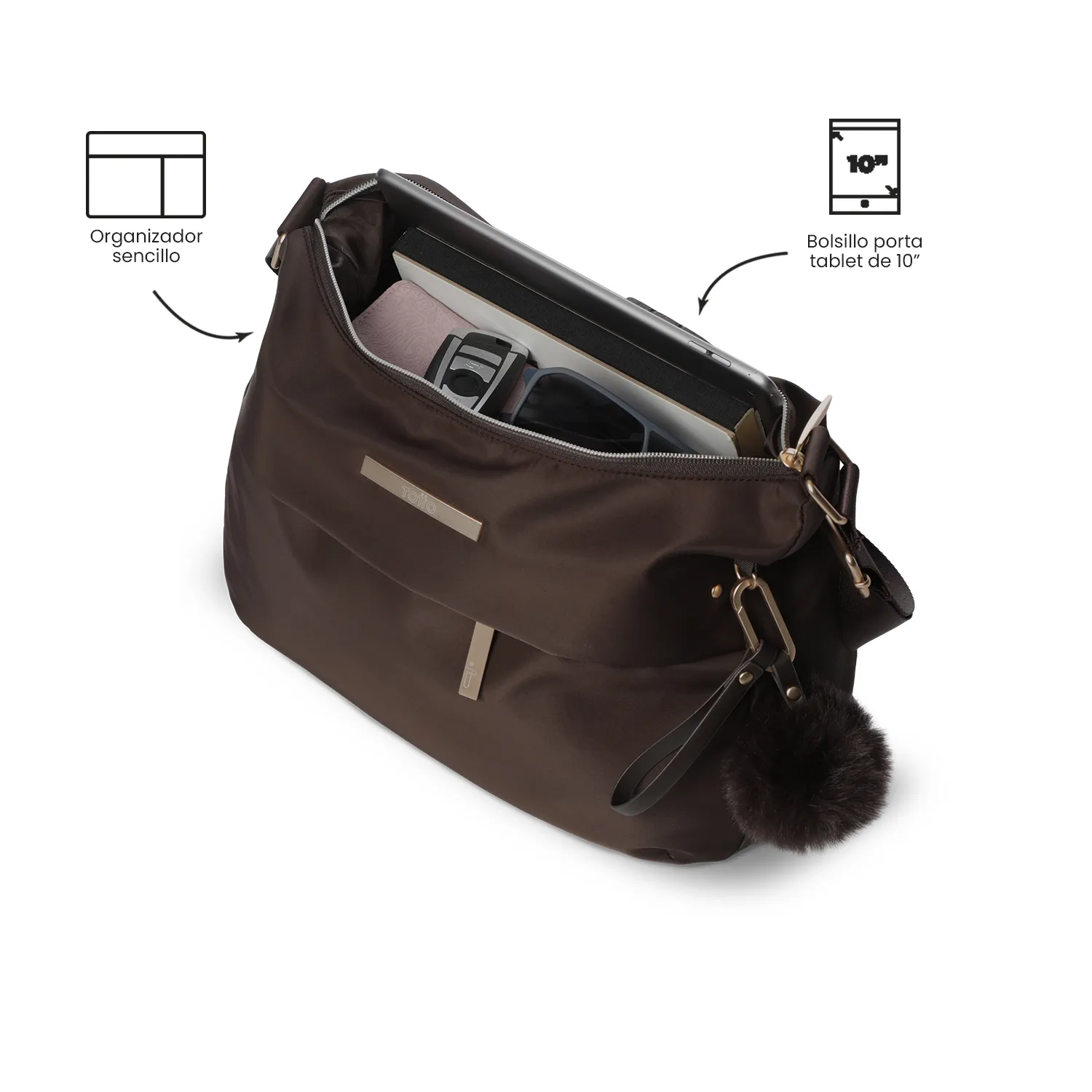 BOLSO TOTTO ADELAIDE 1 2.0 - CAFE - Imagen 4