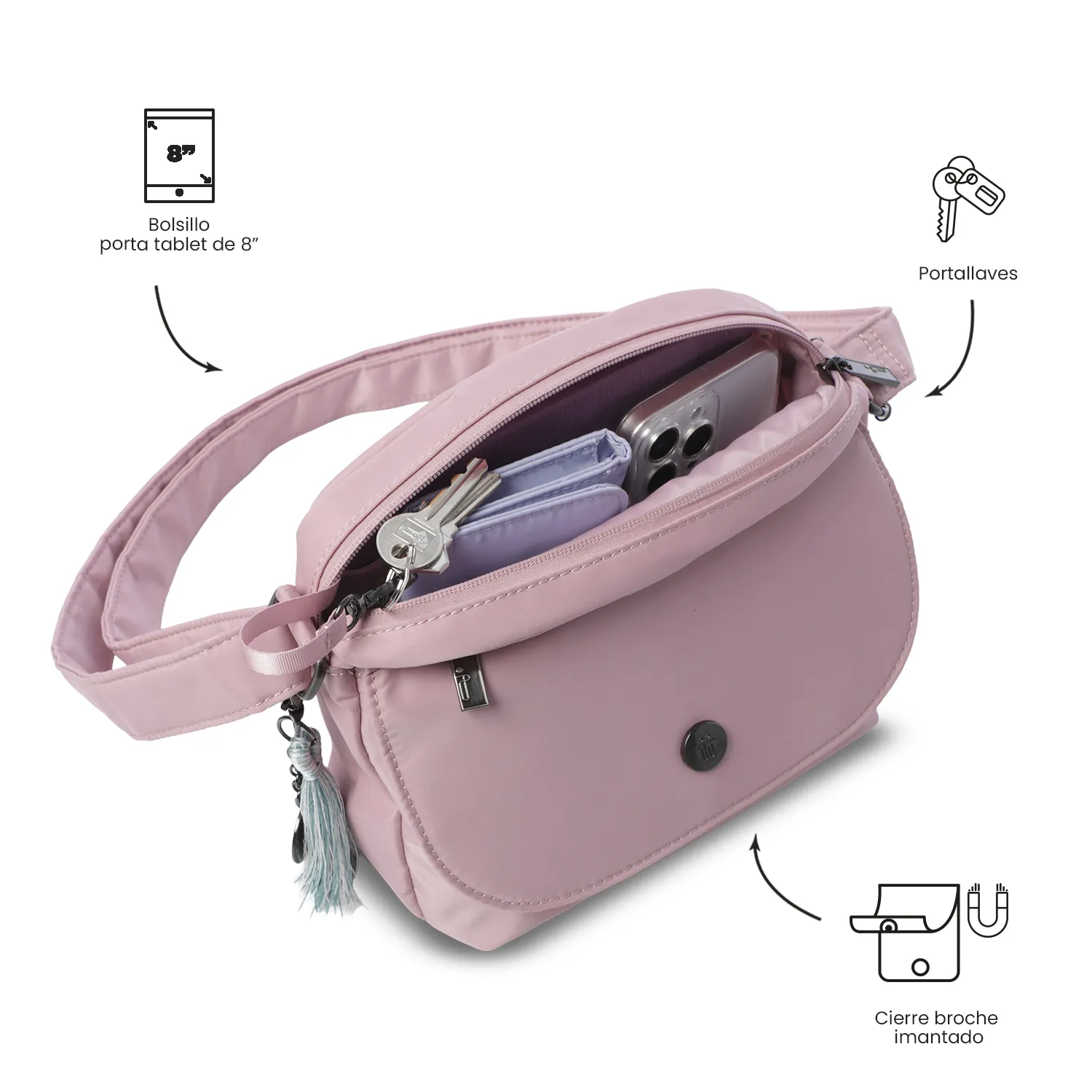 BOLSO TOTTO CORNEANA CROSSBODY - ROSADO - Imagen 4